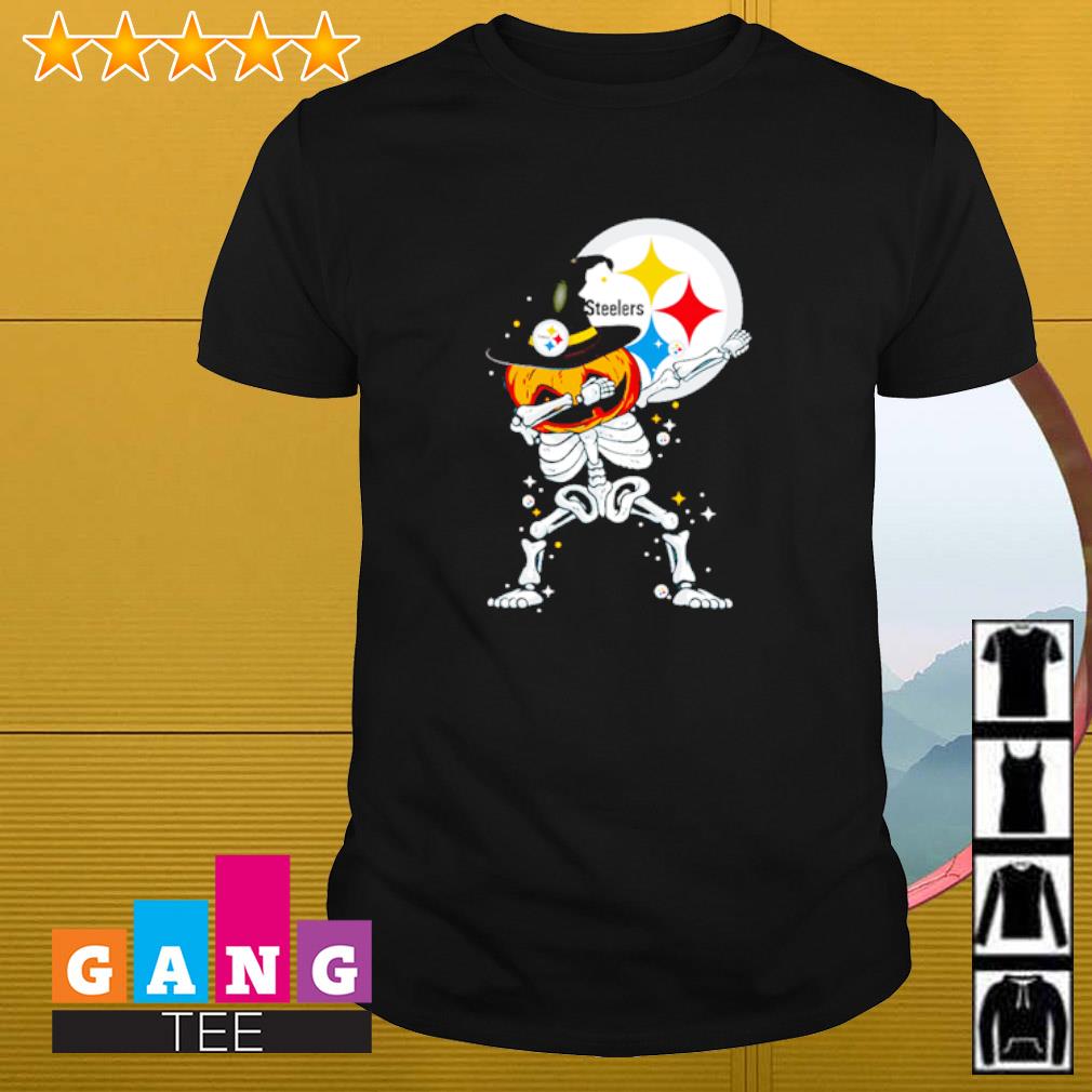 Dabbing pumpkin skeleton Pittsburgh Steelers halloween shirt