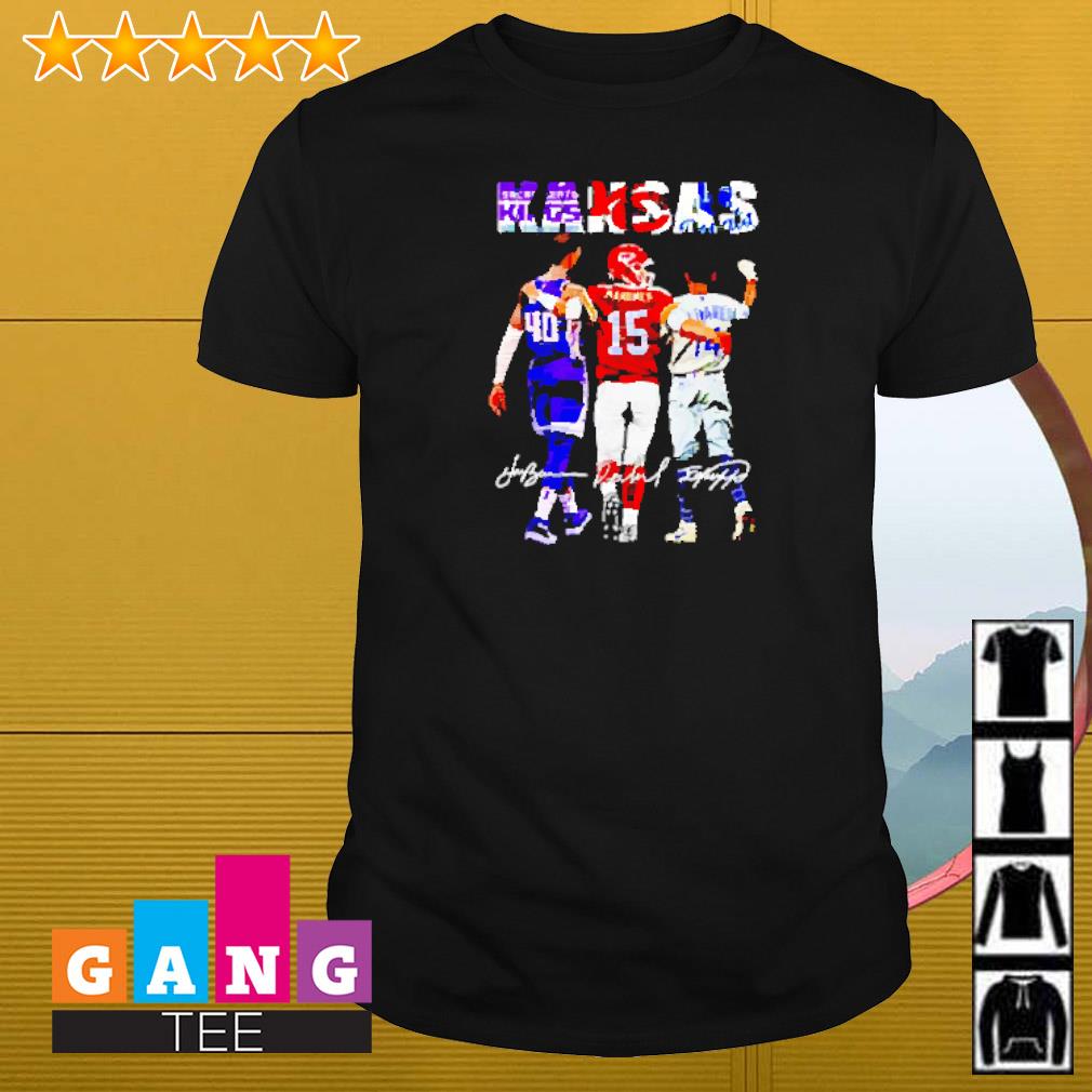 Awesome Kansas sports teams Sacramento Kings Kansas City Chiefs and Royals signature shirt